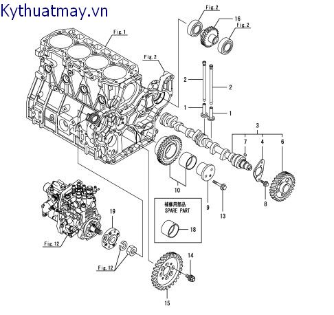 Trục cam và bánh răng dẫn động